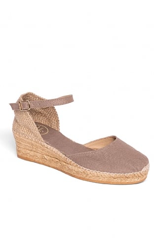 House of Bruar Ladies Linen Wedge Espadrille, Taupe