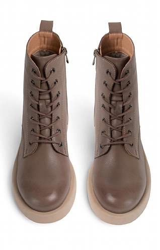 Taupe lace up booties online