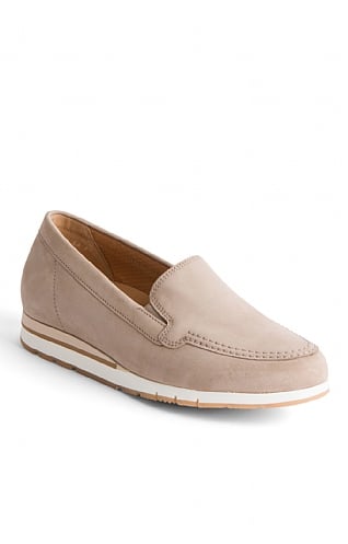 Ladies Gabor Soft Nubuck Moccasins, Beige Suede