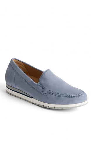 Ladies Gabor Soft Nubuck Moccasins, Light Blue