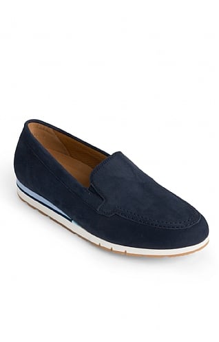 Ladies Gabor Soft Nubuck Moccasins, Navy Suede