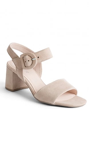 Ladies Gabor Suede Block Heel Sandals - Beige, Beige