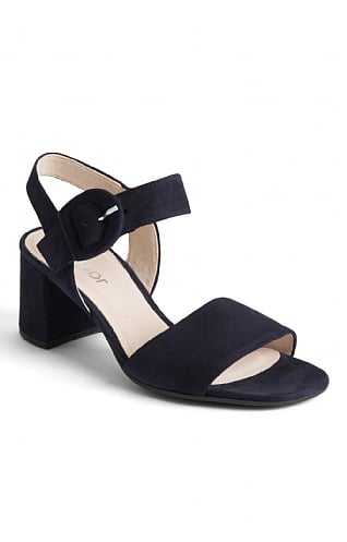 Ladies Gabor Suede Block Heel Sandals - Navy Blue, Navy