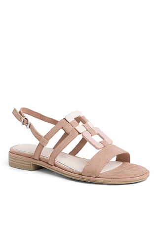 Ladies Marco Tozzi Square Links Sandals, Nude