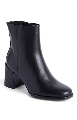 Ladies Marco Tozzi Plain Heeled High Ankle Boots - Black, Black