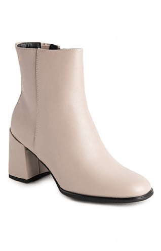 Ladies Marco Tozzi Plain Heeled High Ankle Boots, Taupe