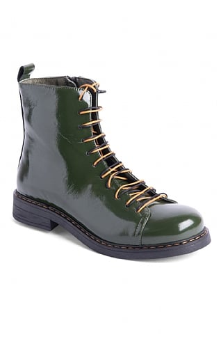 House Of Bruar Ladies Tall Ankle Boot, Green Patent