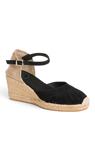 House Of Bruar Ladies Toni Pons Suede Wedge Espadrille - Black, Black