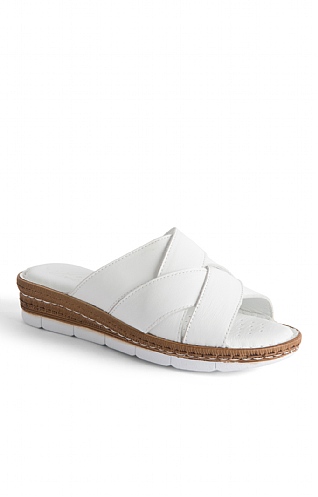 House Of Bruar Ladies Gwen Leather Sandal - White, White