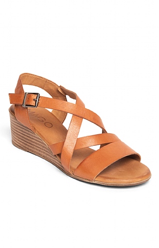 House of Bruar Ladies Leather Wedge Sandal, Tan