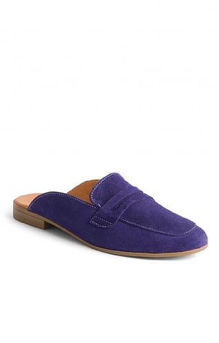 House Of Bruar Ladies Slip On Suede Penny Mules, Violet