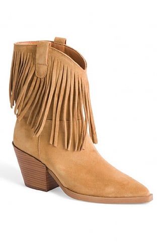 House Of Bruar Ladies Fringe Western Boot, Tan Suede