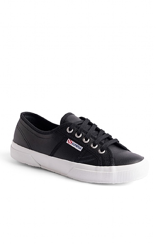 Ladies Superga Leather Trainers Black House of Bruar