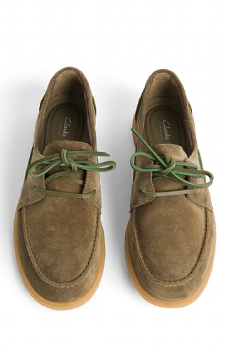 Mens Clarks Clarkbay Go Boat Shoe Green House of Bruar