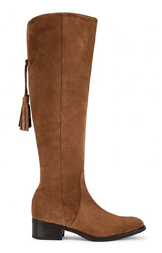 brown suede boots with tassels