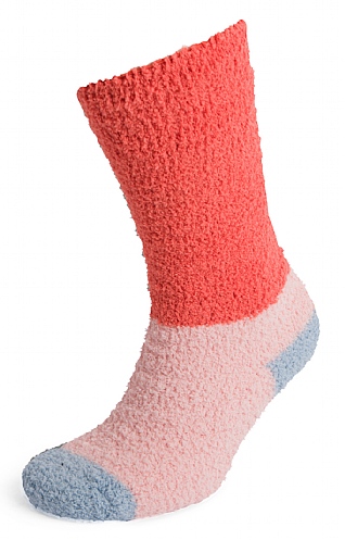 Ladies Joules Fluffy Socks, Coral