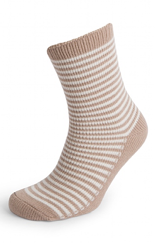 Ladies Joules Cosy Stripe Socks, Oatmarl