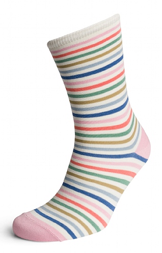 Ladies Joules Everyday Socks, Cream Stripe