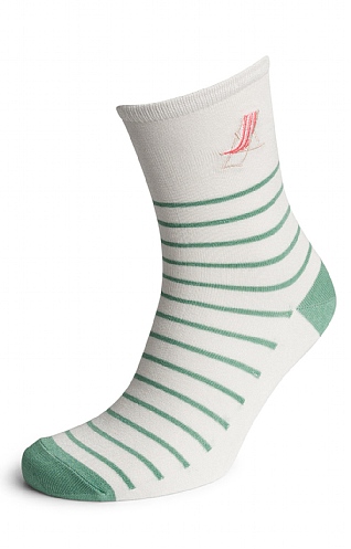 Ladies Joules Embroidered Socks - Green, Green