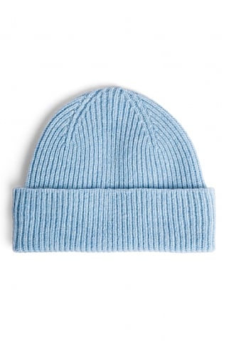 Robert Mackie Lambswool Ribbed Beanie, Glacier