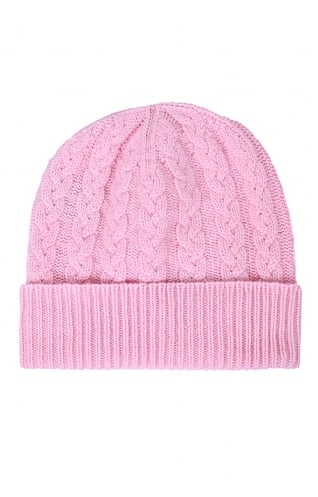 House Of Bruar 3 Ply Cashmere Cable Hat, Candy Pink