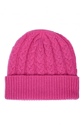 House Of Bruar 3 Ply Cashmere Cable Hat, Fuchsia