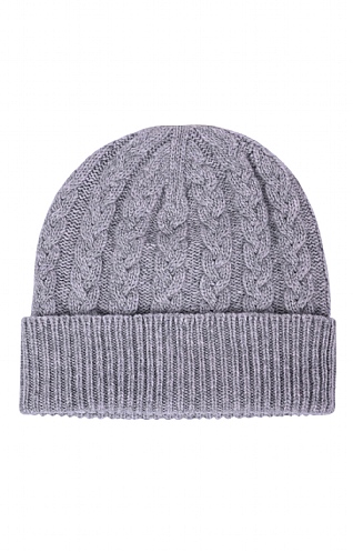 House Of Bruar 3 Ply Cashmere Cable Hat - Light Grey, Light Grey