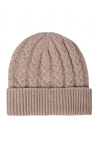 House Of Bruar 3 Ply Cashmere Cable Hat, Oat