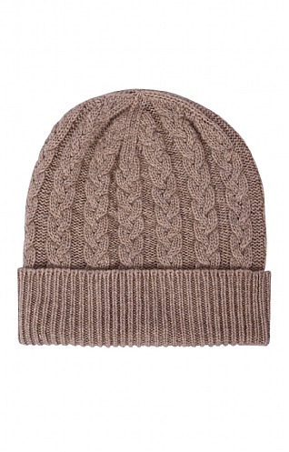 House Of Bruar 3 Ply Cashmere Cable Hat - Otter Brown, Otter