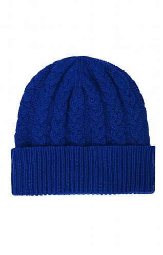 House Of Bruar 3 Ply Cashmere Cable Hat, Royal