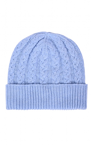 House Of Bruar 3 Ply Cashmere Cable Hat, Sky Blue