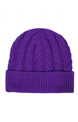 House Of Bruar 3 Ply Cashmere Cable Hat, Violet