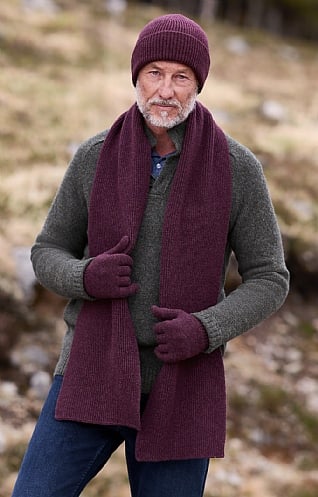 Robert Mackie Lambswool Ribbed Scarf, Black Grape