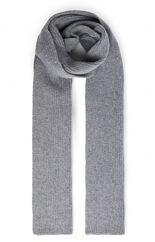 Robert Mackie Lambswool Ribbed Scarf, Grey Mel