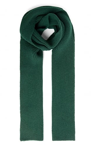 Robert Mackie Lambswool Ribbed Scarf, Tartan Green