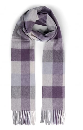 House of Bruar Ladies Cashmere Check Scarf, Grey/Heather