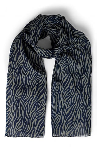 House Of Bruar Ladies Print Pareo Scarf, Animal Navy/Olive