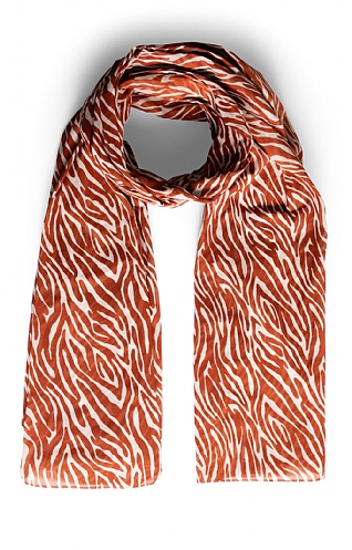 House Of Bruar Ladies Print Pareo Scarf, Animal Print Rust