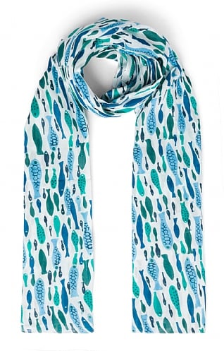 House Of Bruar Ladies Print Pareo Scarf, Fish