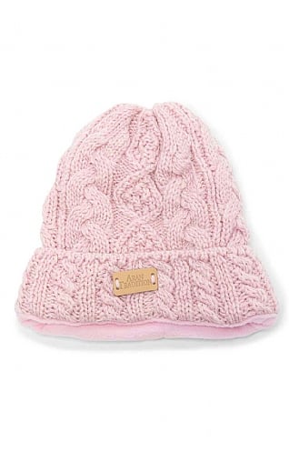 House Of Bruar Ladies Donegal Cable Beanie, Rose Pink