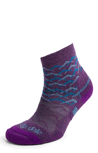 Ladies Merino Wool Blend Lightweight Hike Ankle Sock, Purple/Aqua