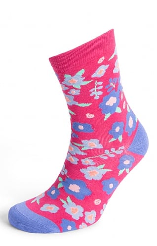Thought Ladies Mapel Floral Bamboo Socks, Radish Pink