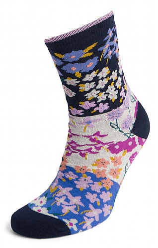 Thought Ladies Marguerite Floral Socks - Navy Blue, Navy