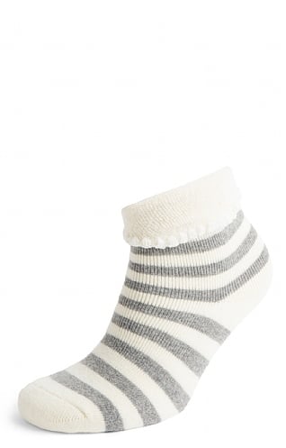 House Of Bruar Ladies Sassy Striped Cuff Socks, Grey