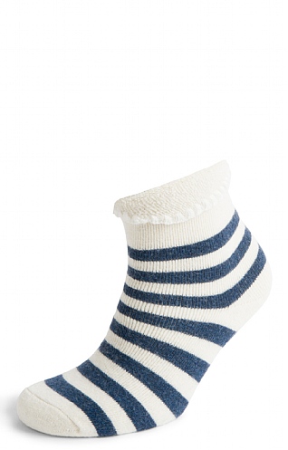 House Of Bruar Ladies Sassy Striped Cuff Socks - Navy Blue, Navy