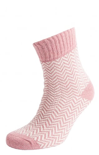 House Of Bruar Ladies Hazy Herringbone Rib Socks, Pink