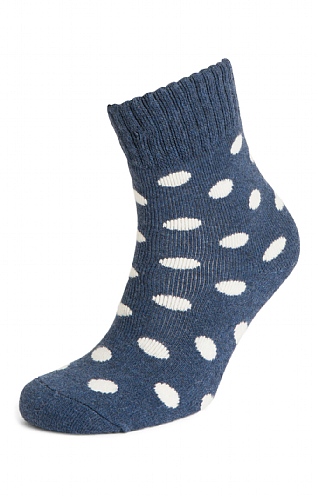 House Of Bruar Ladies Splendid Spot Rib Socks - Navy Blue, Navy