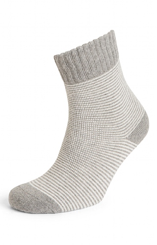 House Of Bruar Ladies Sleek Stripe Rib Socks, Grey