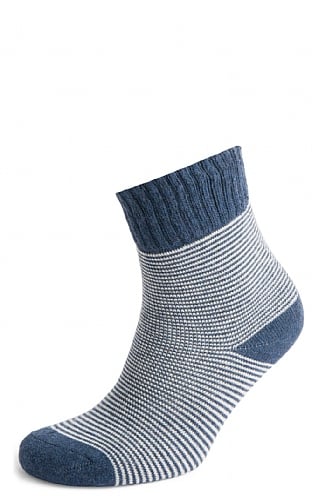 House Of Bruar Ladies Sleek Stripe Rib Socks - Navy Blue, Navy