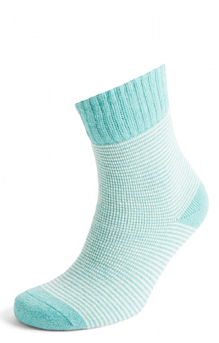 House Of Bruar Ladies Sleek Stripe Rib Socks, Teal